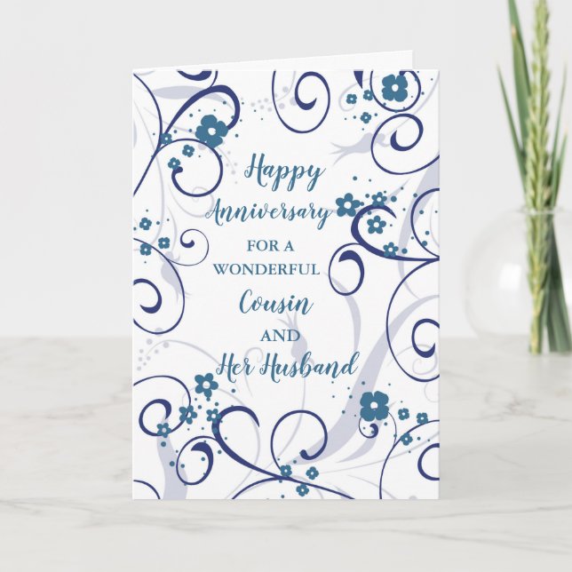 Modern Cousin and her Husband Wedding Anniversary Card (Front)