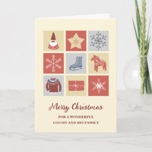 Modern Cousin & Family Merry Christmas Card