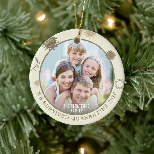 Modern COVID-19 We Survived Quarantine Photo Ceramic Tree Decoration (Tree)