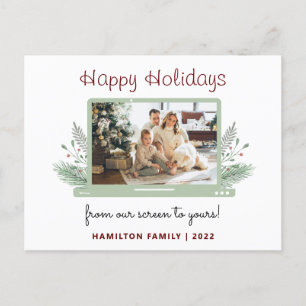 Modern Covid Holiday Family Virtual Photo Greeting Postcard