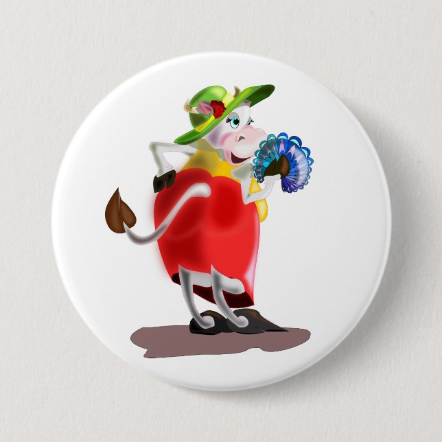 Modern Cow Button - Your Colours - Text (Front)