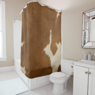 Modern Cow Faux Leather Elegant Collection Shower Curtain