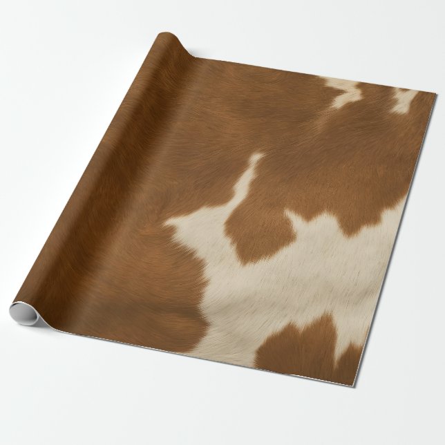 Modern Cow Faux Leather Elegant Collection Wrapping Paper (Unrolled)