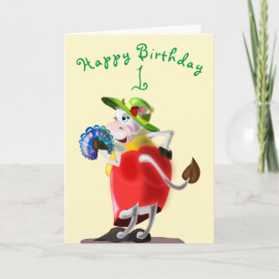 Modern Cow Funny Birthday Card - Customisable