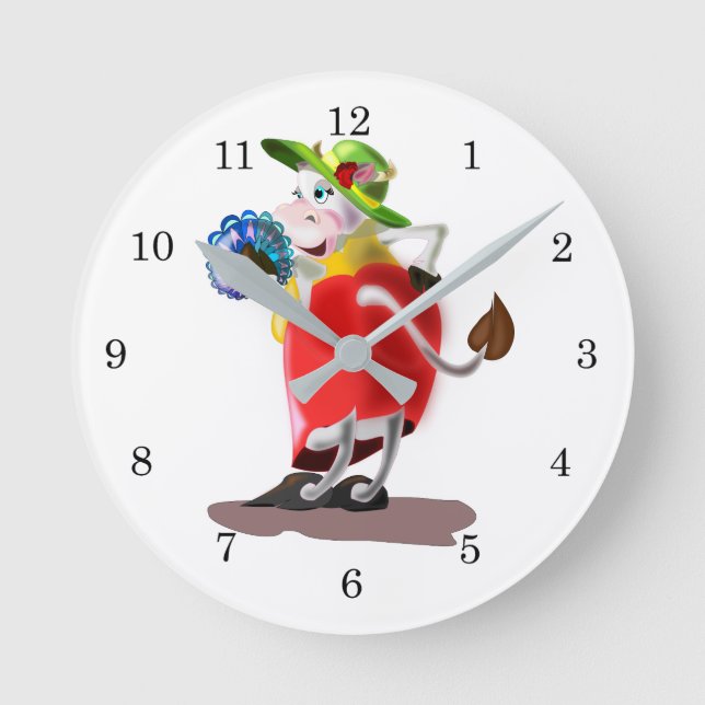 Modern Cow Funny Wall Clock (Front)