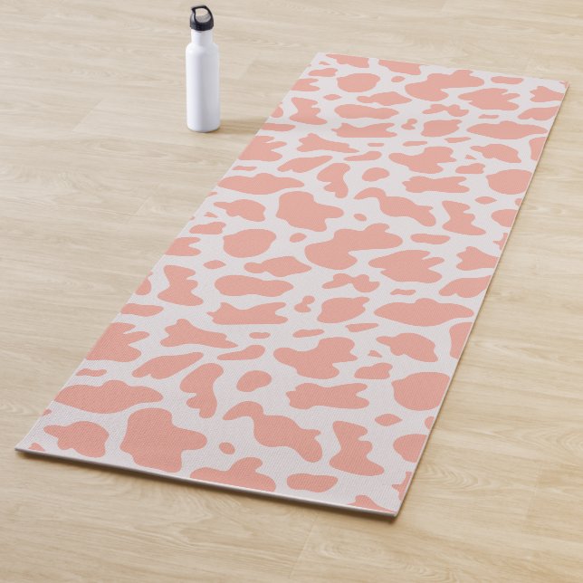 Modern Cow Print Pink Yoga Mat (In Situ)