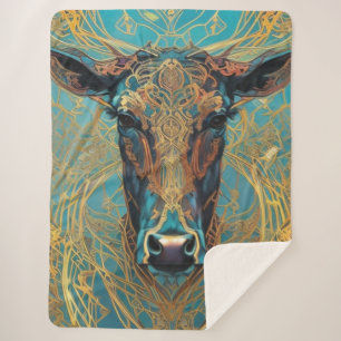 Modern Cow Sherpa Blanket