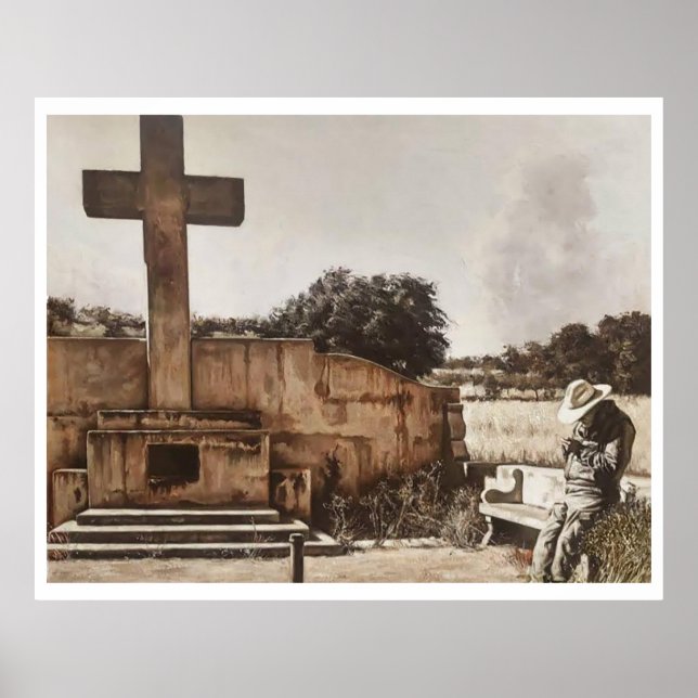 Modern Cowboy Biker checking his GPS. Poster (Front)