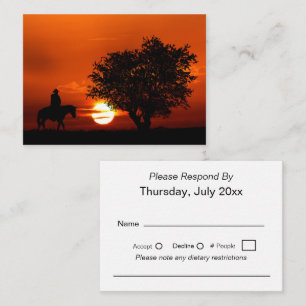 Modern Cowboy & Bride Western Style Wedding RSVP Enclosure Card
