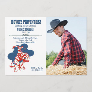 Modern Cowboy Photo Invitation