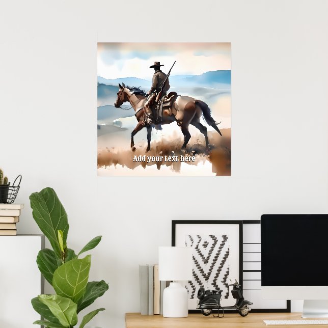 Modern Cowboy Riding a Horse  Poster (Home Office)