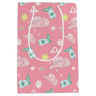 Modern Cowgirl Libra Zodiac Pattern Boho Pink    Medium Gift Bag