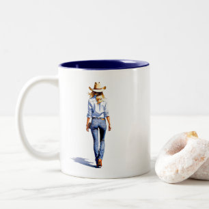 Modern Cowgirl Walk Two-Tone Coffee Mug