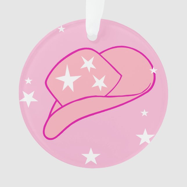 Modern Cowgirl Western Hat Pink   Ornament (Front)