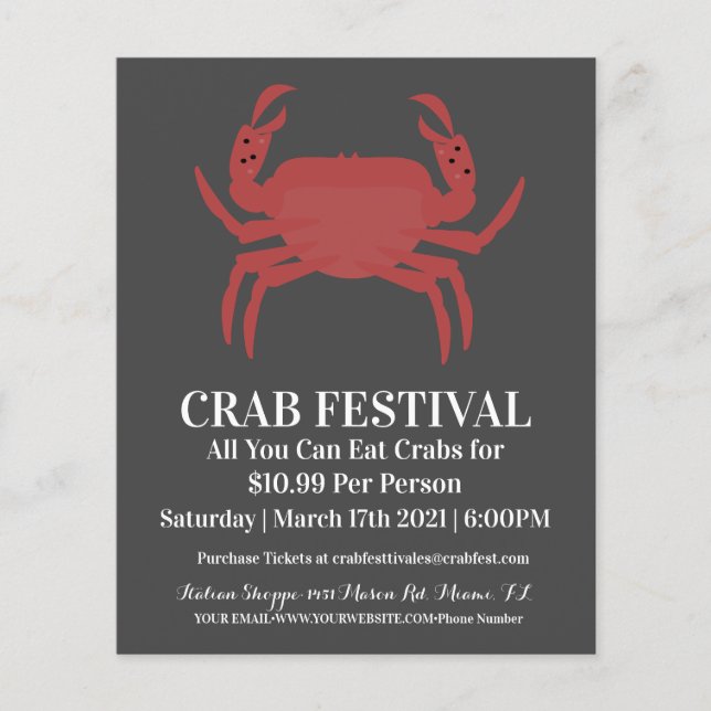Modern Crab Festival Crab  Restaurant Fundraiser Flyer (Front)
