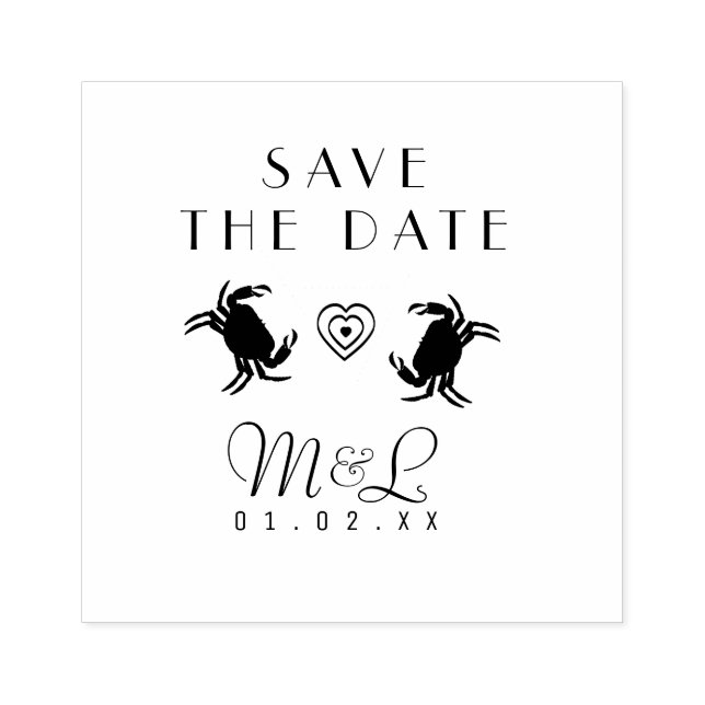Modern Crabs Save the Date Design Stamp (Imprint)
