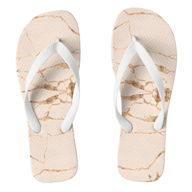 Modern Cracked Gold Creme Stylist Professional Flip Flops (Footbed)