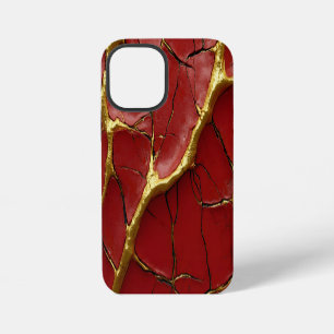 Modern Cracked Gold red Stylist iPhone 12 Mini Case