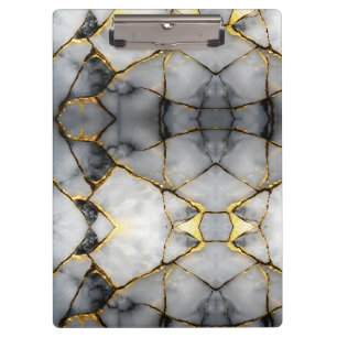 Modern Cracked Gold White & black marble Clipboard