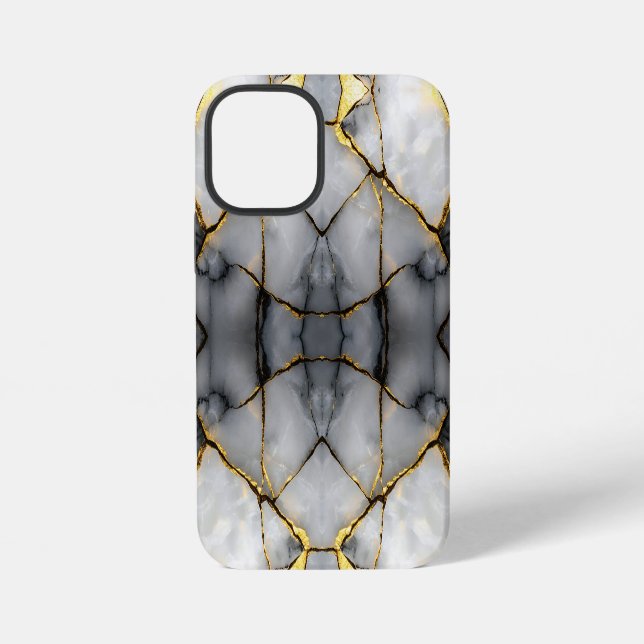 Modern Cracked Gold White & black marble iPhone Case (Back)