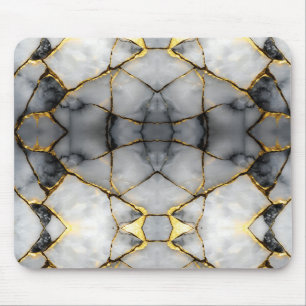 Modern Cracked Gold White & black marble Mouse Mat