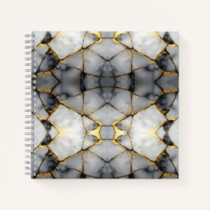 Modern Cracked Gold White & black marble Notebook