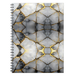 Modern Cracked Gold White & black marble Notebook
