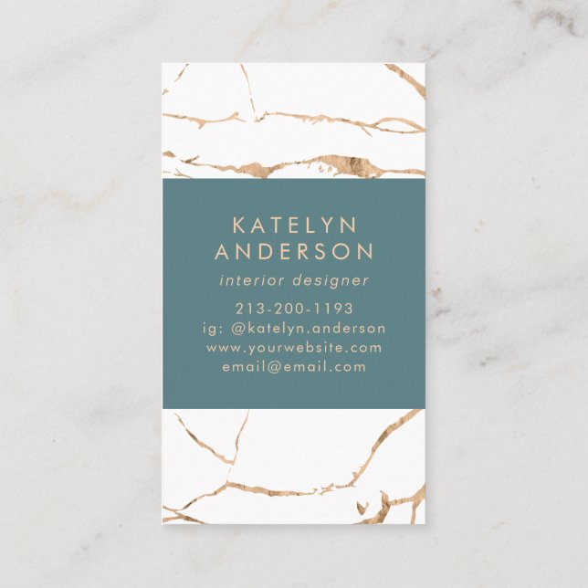 Modern Cracked Gold White Stylist Professional Business Card (Back)