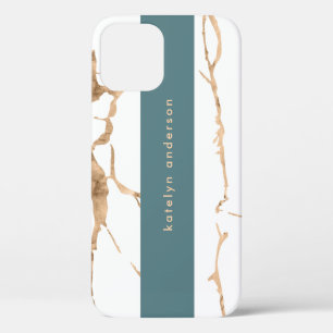 Modern Cracked Gold White Stylist Professional iPhone 12 Case