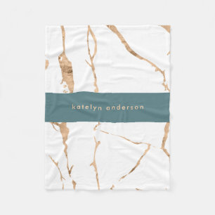 Modern Cracked Gold White Stylist Professional Fleece Blanket