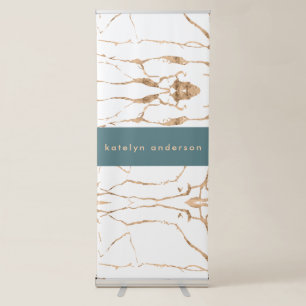Modern Cracked Gold White Stylist Professional Retractable Banner
