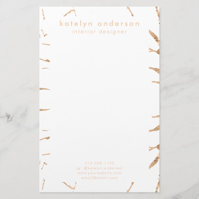 Modern Cracked Gold White Stylist Professional Stationery (Front)
