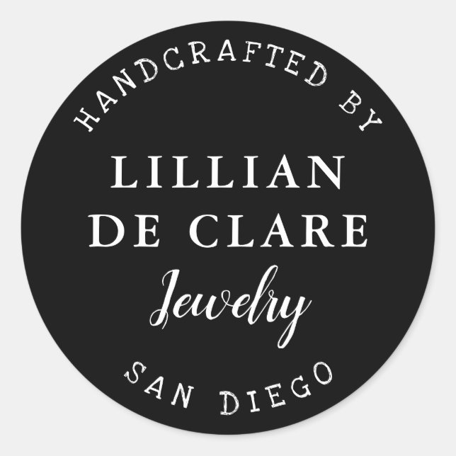Modern Craft Business, City Name Classic Round Sticker (Front)
