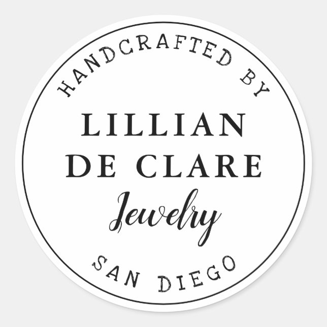 Modern Crafting Business, City Name Classic Round Sticker (Front)