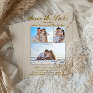 Modern Cream 4 Photo 2 Sided Arch Wedding  Acrylic Invitations