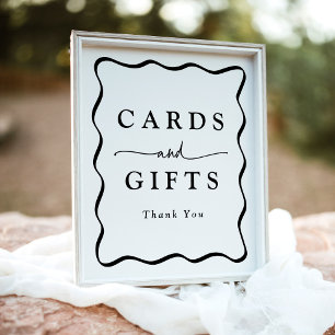 Modern Cream and Black Wavy Frame Cards and Gifts Poster