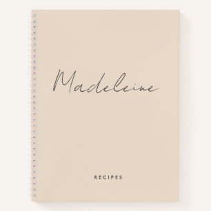 Modern Cream Beige Calligraphy Script Recipe  Notebook