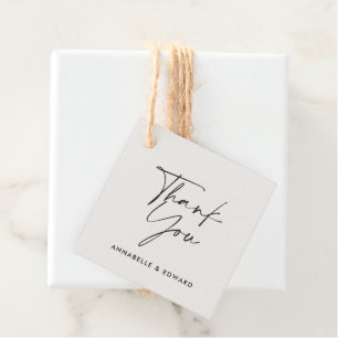 Modern cream black minimal contemporary wedding favour tags