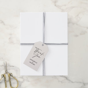 Modern cream black minimal contemporary wedding gift tags