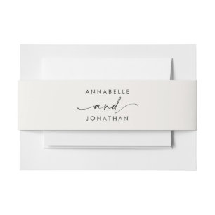 Modern cream black minimal contemporary wedding invitation belly band
