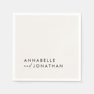 Modern cream black minimal contemporary wedding napkin
