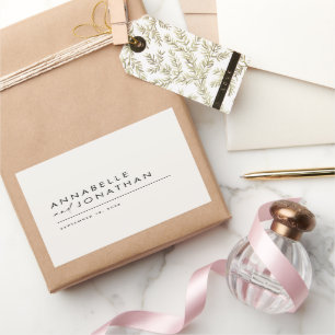 Modern cream black minimal contemporary wedding rectangular sticker