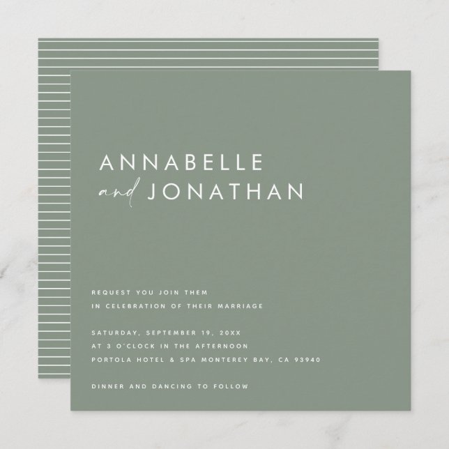 Modern cream black script minimal contemporary inv invitation (Front/Back)