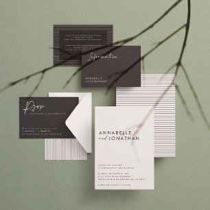 Modern cream black script minimal contemporary  sa save the date