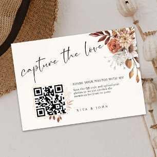 Modern Cream Boho Capture The Love QR code  Enclosure Card