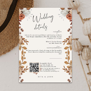 Modern Cream Boho Script Wedding Details Enclosure Card