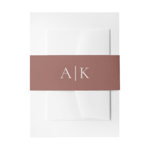 Modern Cream Brown Monogram Earth Tone Wedding Invitation Belly Band