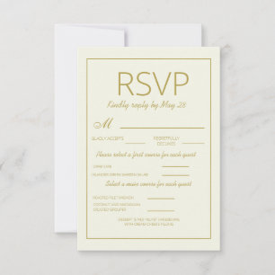 Modern Cream Gold Wedding RSVP Vertical Meal
