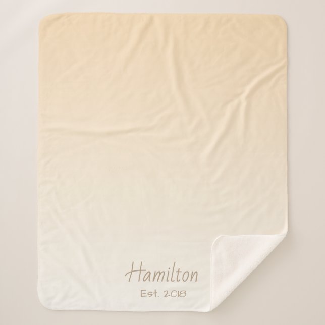 Modern Cream Gradient & Family Name Sherpa Blanket (Front)