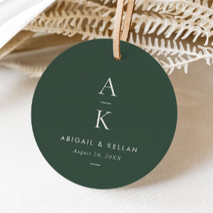 Modern Cream Green Monogram Earth Tone Wedding Favour Tags